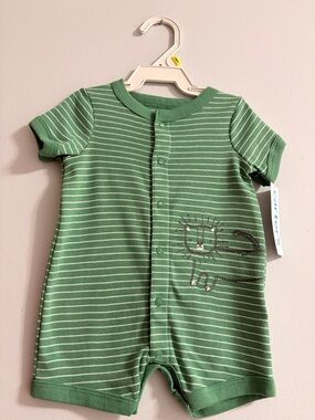 Carter's Green and White Striped Baby One-Piece